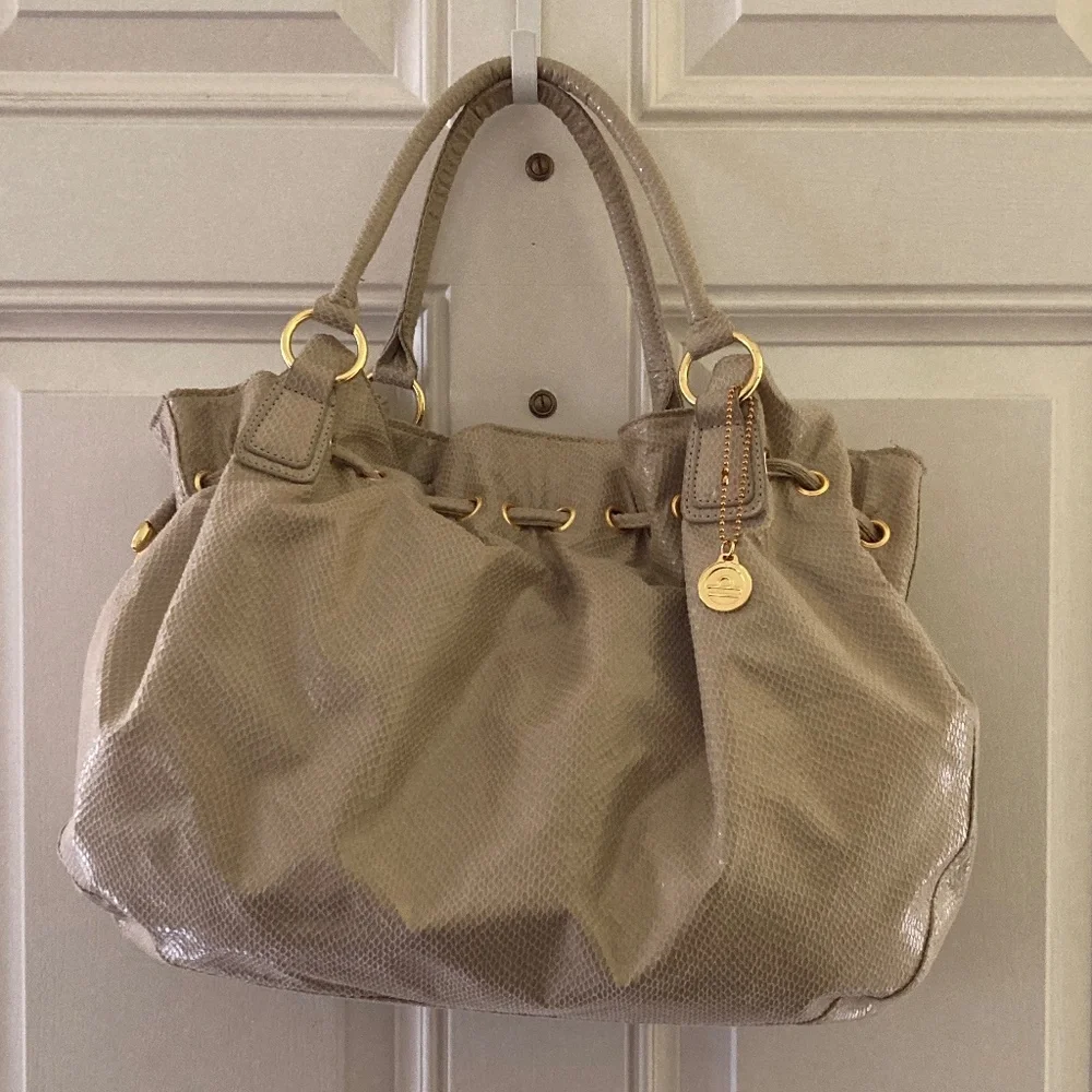 Big Buddha Snake Embossed Double Handle Satchel/Pale Green/NEW/NEVER USED!